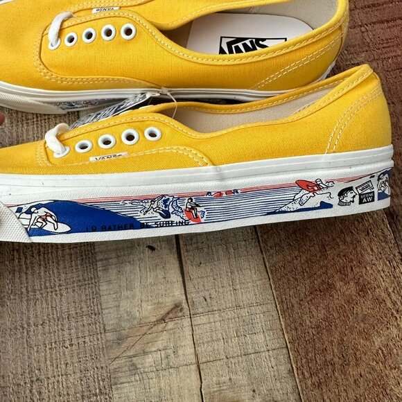 Vans Authentic 44 Dx Yellow Canvas Surfer Sneakers Size Mens 9.5/Womens 11 - Picture 7 of 14